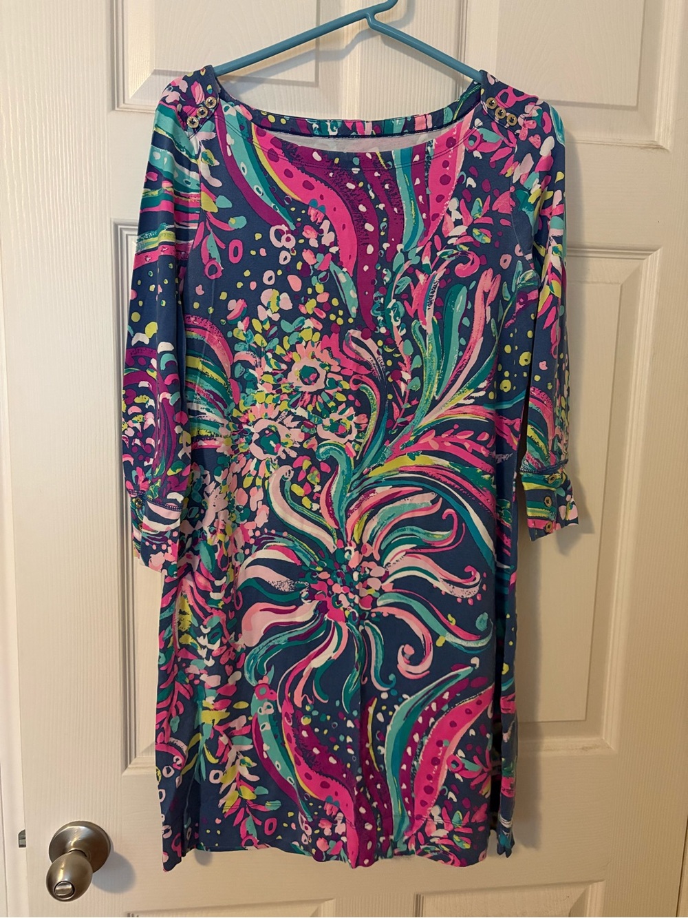 Lilly Pulitzer Teal, Pink & Navy Swirl-Print Midi Dress